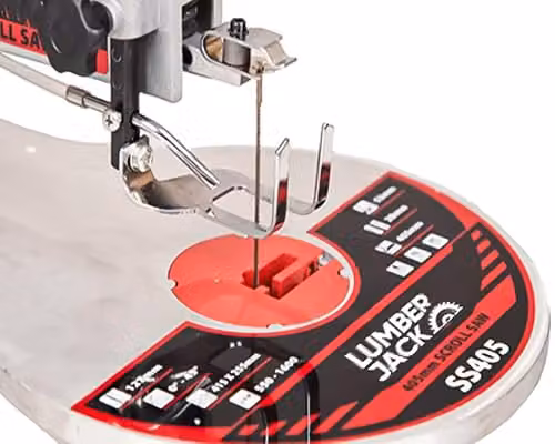 Lumberjack 16 inch Variable Speed Scroll Saw in Red with LED Light, Flexi Shaft and Foot Pedal – 3