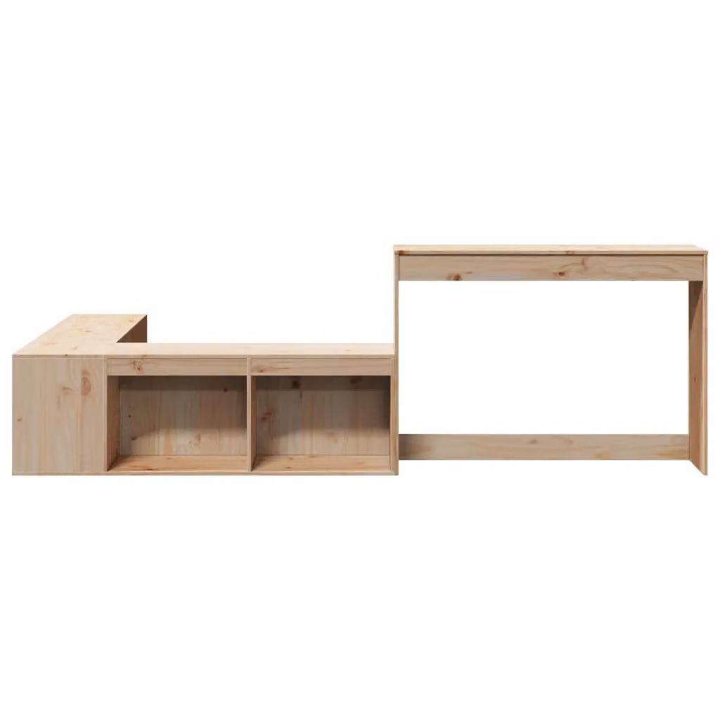 Berkfield Home Rustic Solid Wood Pine Bedside Cabinet with Desk, Brown, W/D/H: 232 x 122 x 75 cm – 2