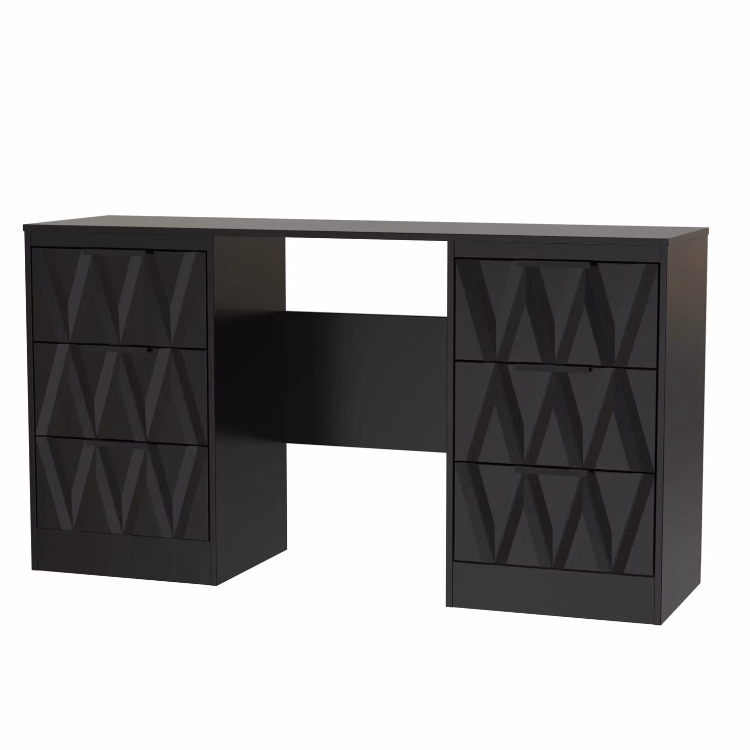 Ready Assembled 2 U Washington 6 Drawer Kneehole Desk in True Black – 2