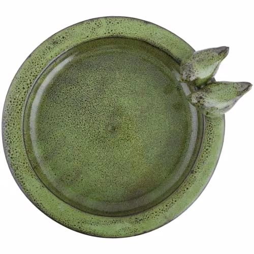 Esschert Design Ceramic Bird Bath on Pedestal in Green, H 45.0 cm x W 42.0 cm x D 42.0 cm – 2