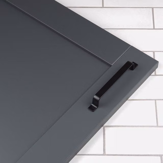 Matt Black Strap Style Bar Cabinet Handle in Zinc, 16.5 cm