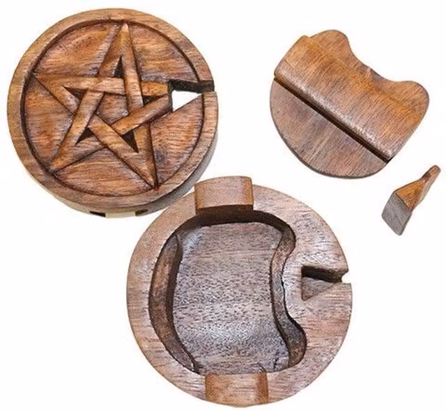 KDMK Bali Magic Box Pentagon Wooden Puzzle Gift Box in Brown