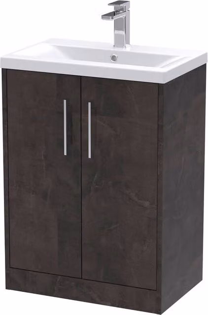 Balterley Winshill Contemporary 2 Door Floor Standing Vanity Basin Unit, Grey, Width: 60 cm – 1