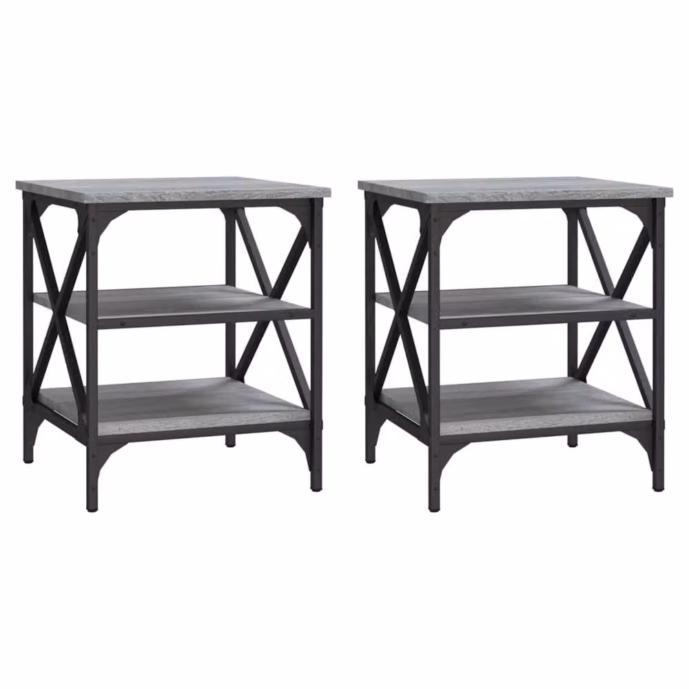 Berkfield Home Set of 2 Grey Sonoma Side Tables in Engineered Wood, W/D/H: 40 x 42 x 50 cm – 2
