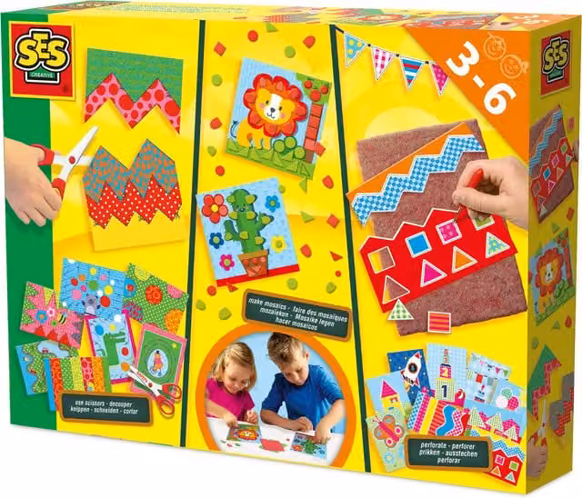 SES I Learn To Use Scissors Make Mosaics And Perforate Creative Craft Kit, White