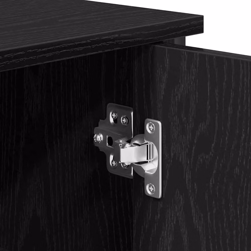 Berkfield Home Black Oak Sideboard in Engineered Wood and Metal, W/D/H: 100 x 35 x 70 cm – 5