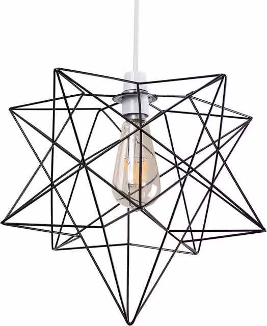 ValueLights Retro Matt Black Geometric Star Design Metal Ceiling Pendant Light Shade