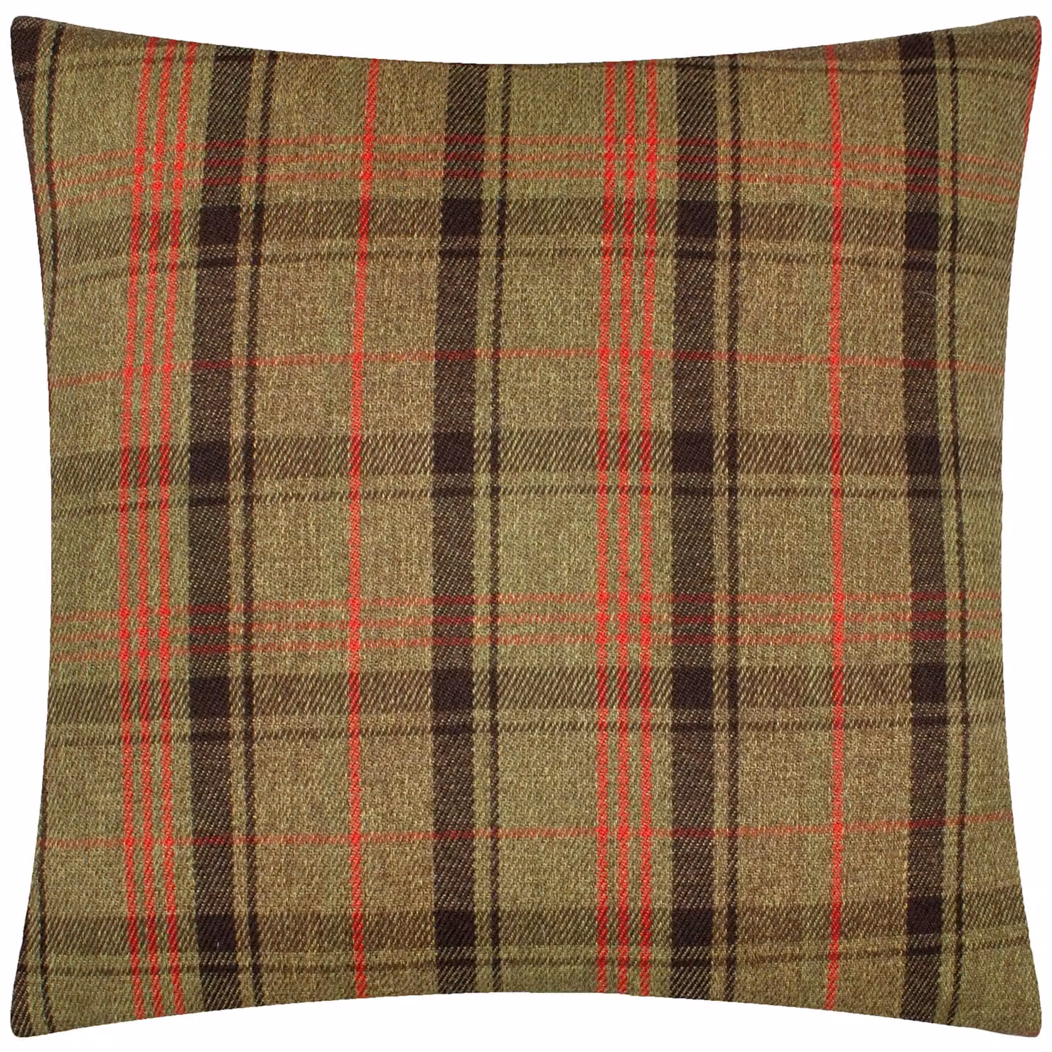 Evans Lichfield Bramble Stag Tartan Polyester Filled Cushion, Green, Red and Multicolour, W/D/H: 43 x 43 x 43 cm – 1