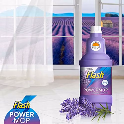 Flash Power Mop Liquid Lavender Refill 1.25L and Flash Power Spray Mop Floor Cleaner Liquid Lavender 4x1.25L – 5