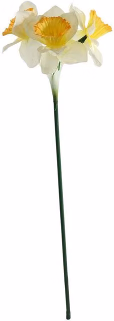 Kingsbury Gifts White Artificial Mini Silk Daffodil Stem with 3 Heads