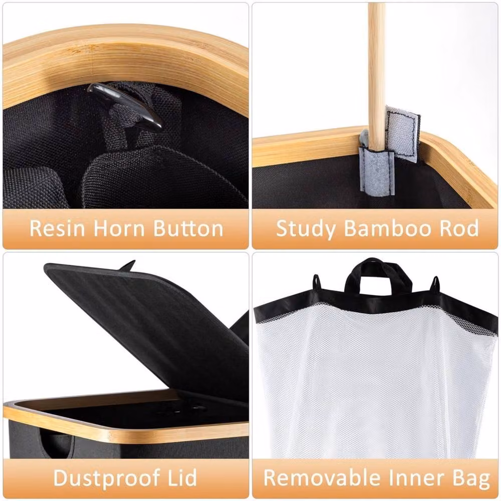 Kelvenix Extra Large Laundry Basket with Removable Bags in Black – 5