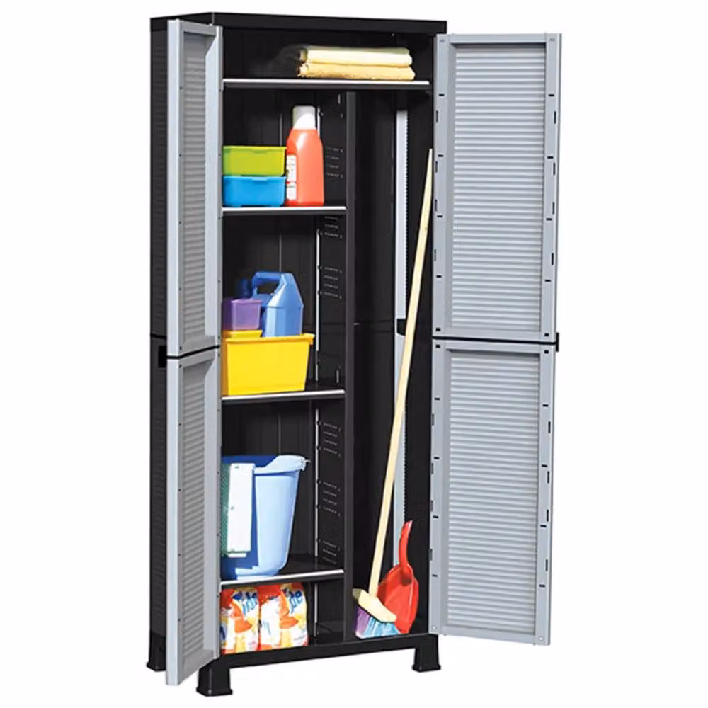 Berkfield Home Plastic Cabinet in Grey, W/D/H: 68 x 39 x 171.5 cm – 2