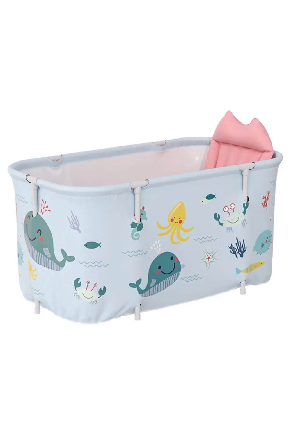 Living and Home Light Blue Portable Large Folding Bathtub with Cushion W/D/H: 140 x 55 x 50 cm – 2