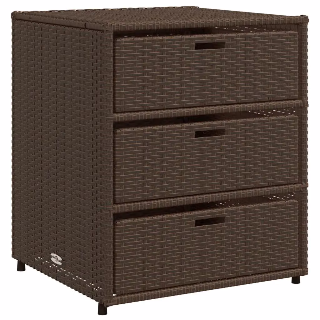 Berkfield Home Brown Poly Rattan Garden Storage Cabinet W/D/H: 55 x 59 x 69 cm – 2