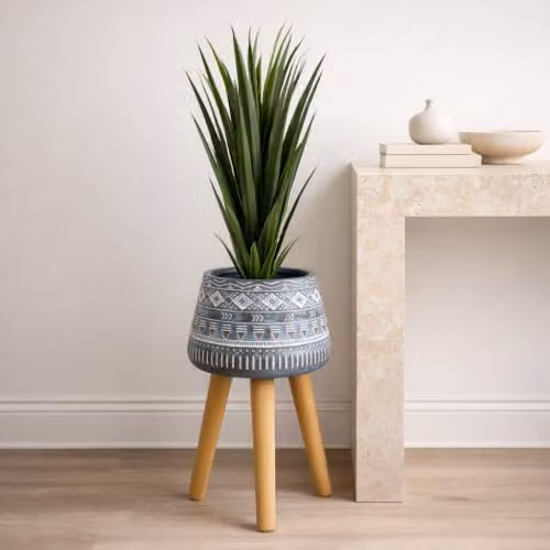 Leaf Extra Large Blue Square Cachepot Tabletop Planter W/D/H: 44.0 x 26.0 x 28.0 cm – 1