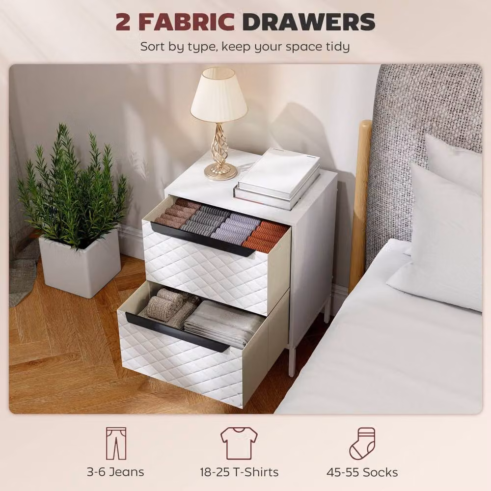 Wyld Haus Farayo White 2 Drawer Fabric Storage Dresser – 3