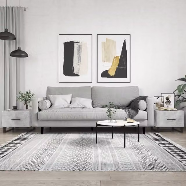 Berkfield Home Set of 2 Concrete Grey Square Coffee Tables, W/D/H: 50 x 50 x 40 cm