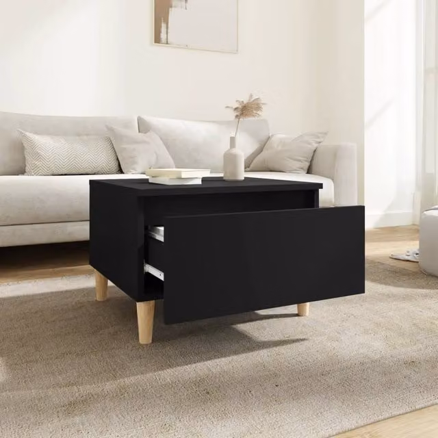 Berkfield Home Black Square Side Table W: 50 cm, D: 46 cm, H: 35 cm