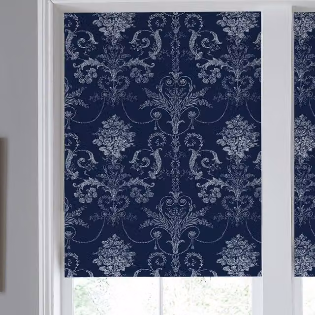 Laura Ashley Josette Made to Measure Midnight Blue Floral Blackout Roller Blind