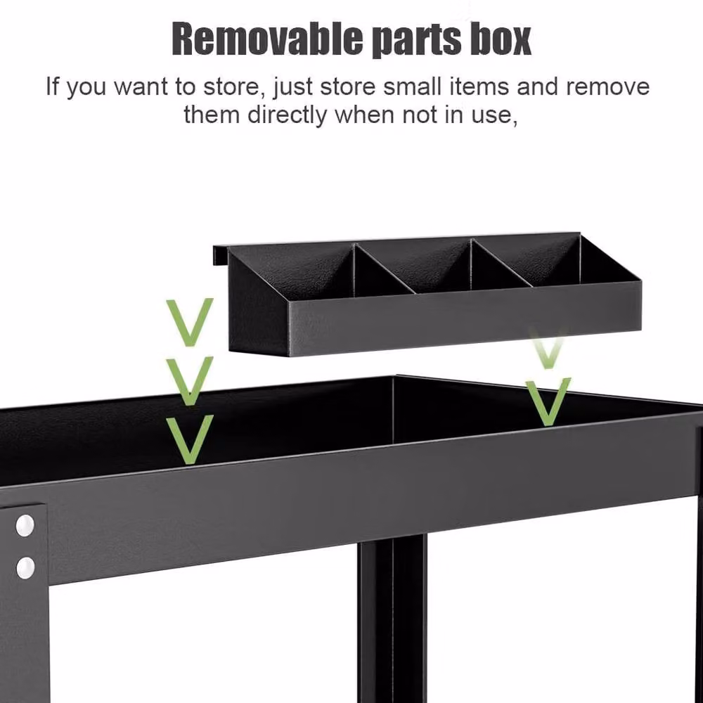 FORGEVIO 3 Tier Heavy Duty Steel Garage Tool Storage Trolley, Black, W/D/H: 76.0 x 35.5 x 66.0 cm – 4