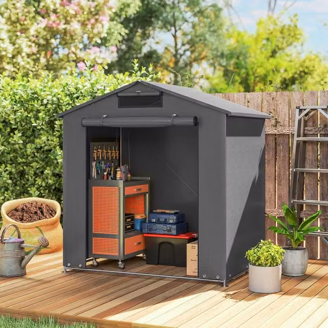 Outsunny Waterproof Bike Storage Tent in Dark Grey with Galvanised Steel and PE Construction