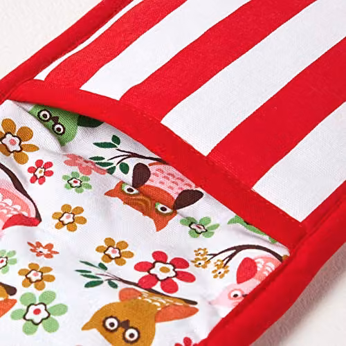 Homescapes Red and Blue Cotton Double Oven Glove – 2