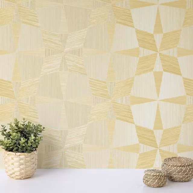 Wallquest Apex Geometric Ombre Abstract Modern Wallpaper in Yellow, Pink, Petrol and Grey