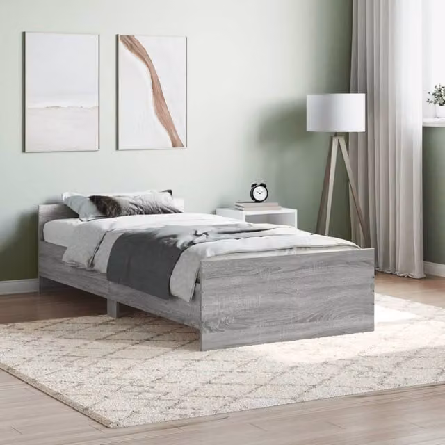 Berkfield Home Single Bed Frame in Grey Sonoma, Engineered Wood, W/D/H: 90 x 190 cm – 1
