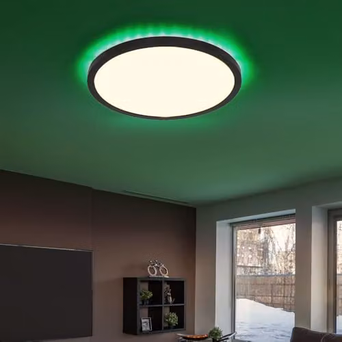 Netlighting Globo Lighting Round LED Ceiling Light, Dimmable RGBW with Remote Control and Timer, Black or White, D: 29.4 cm – 4