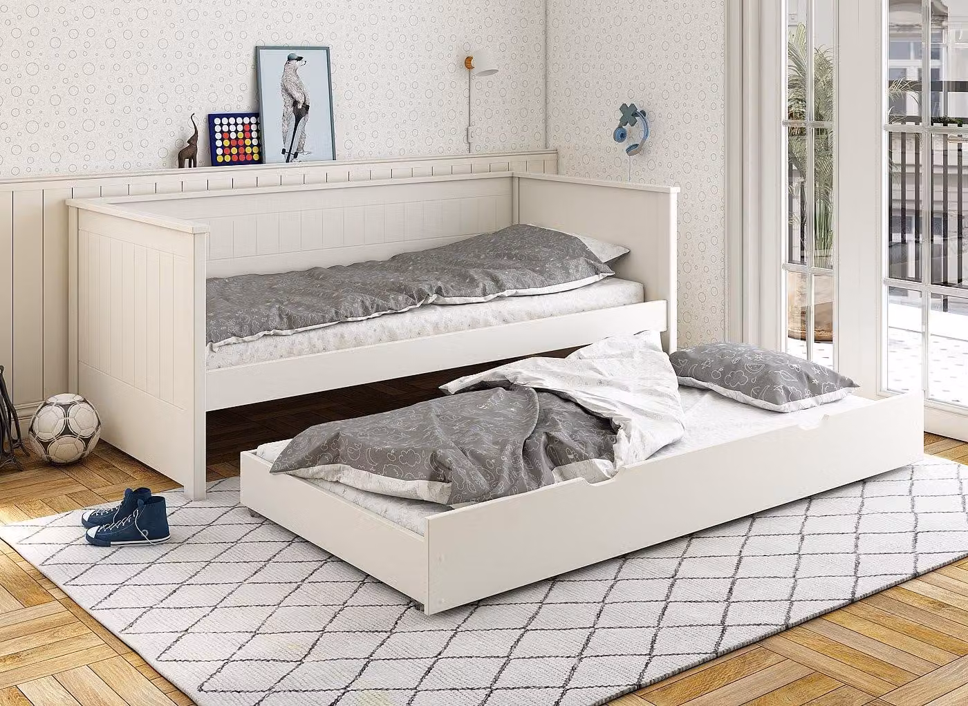Dreams Northwood Solid Wood Day Bed with Trundle and Drawers in White
