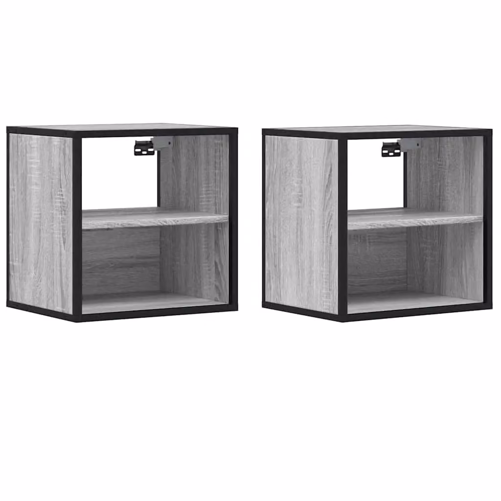 Berkfield Home Wall-mounted Bedside Cabinets, 2 Piece, Grey, W: 40 cm, D: 31 cm, H: 39.5 cm – 2