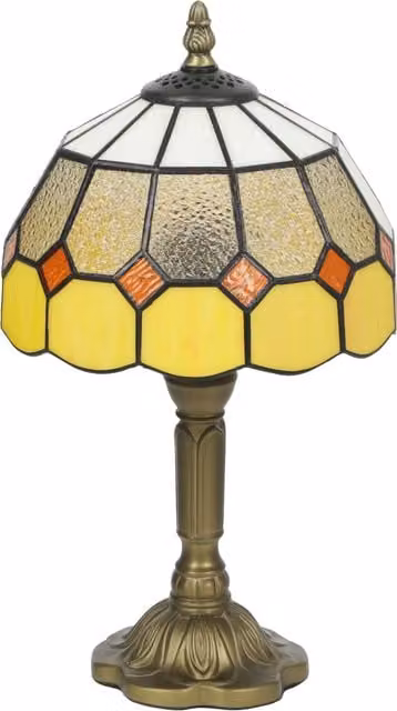 HOMCOM Art Deco Glass Table Lamp in White and Orange with Bronze Base – 1