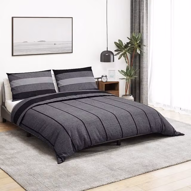 Berkfield Home Cotton Duvet Cover and Pillowcase Set in Grey