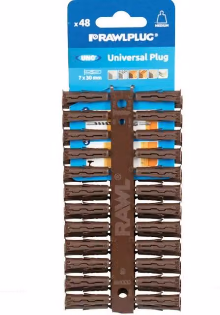 Rawlplug Universal Brown Plastic Expander Plugs, Pack of 48