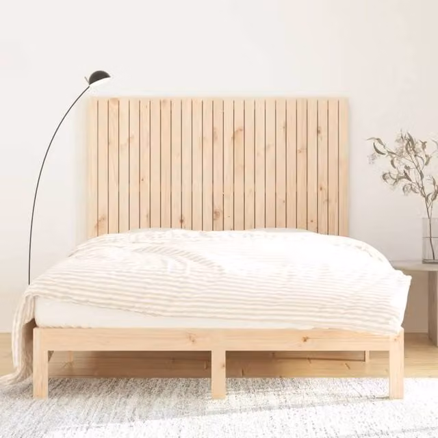 Berkfield Home Solid Wood Pine Wall Headboard in Natural Brown, W: 159.5 cm, D: 3 cm, H: 110 cm