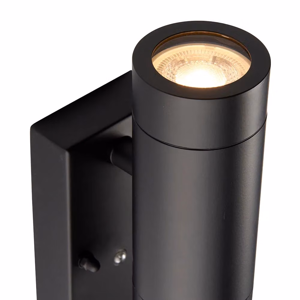 Netlighting Palin Modern Up and Down Outdoor Wall Lamp in Matt Black and Transparent Glass, IP44 – 3