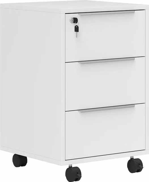 HOMCOM Three-Drawer Locking Filing Cabinet in White – 1