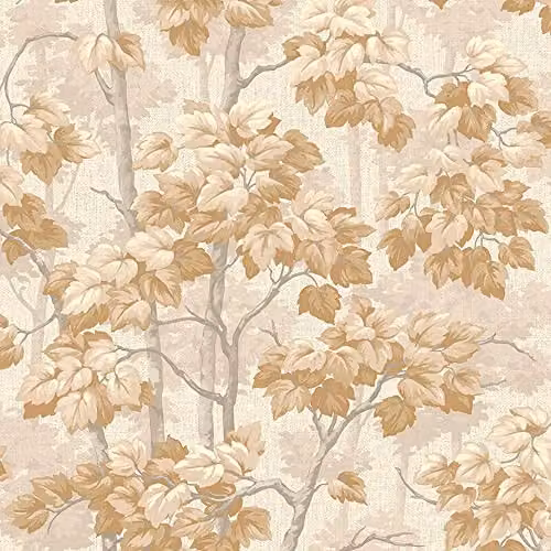 Belgravia Decor Giorgio Tree Beige Botanical Floral Vinyl Wallpaper