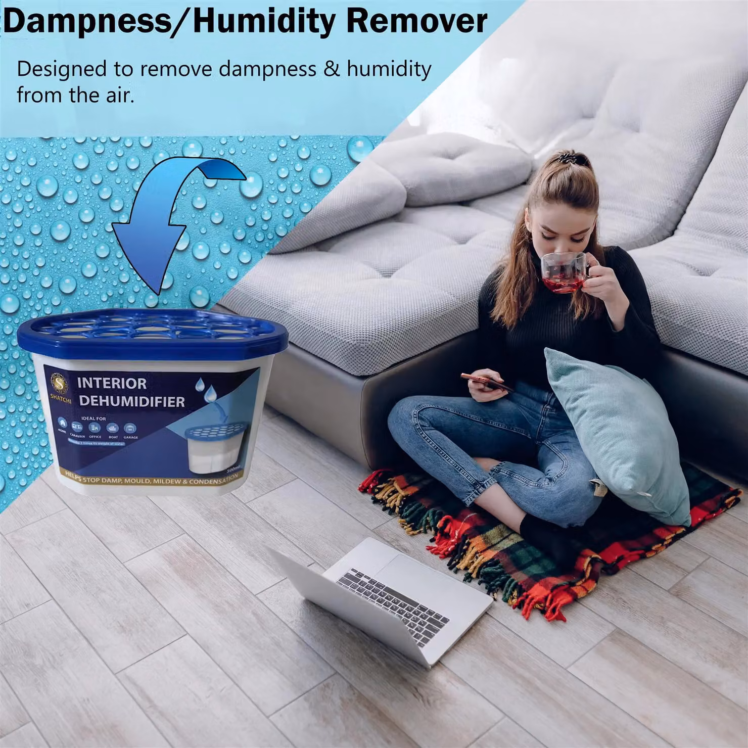 Shatchi Moisture Absorber Dehumidifier for Home, Kitchen and Wardrobe, 500ml, 10 Pack, White – 4