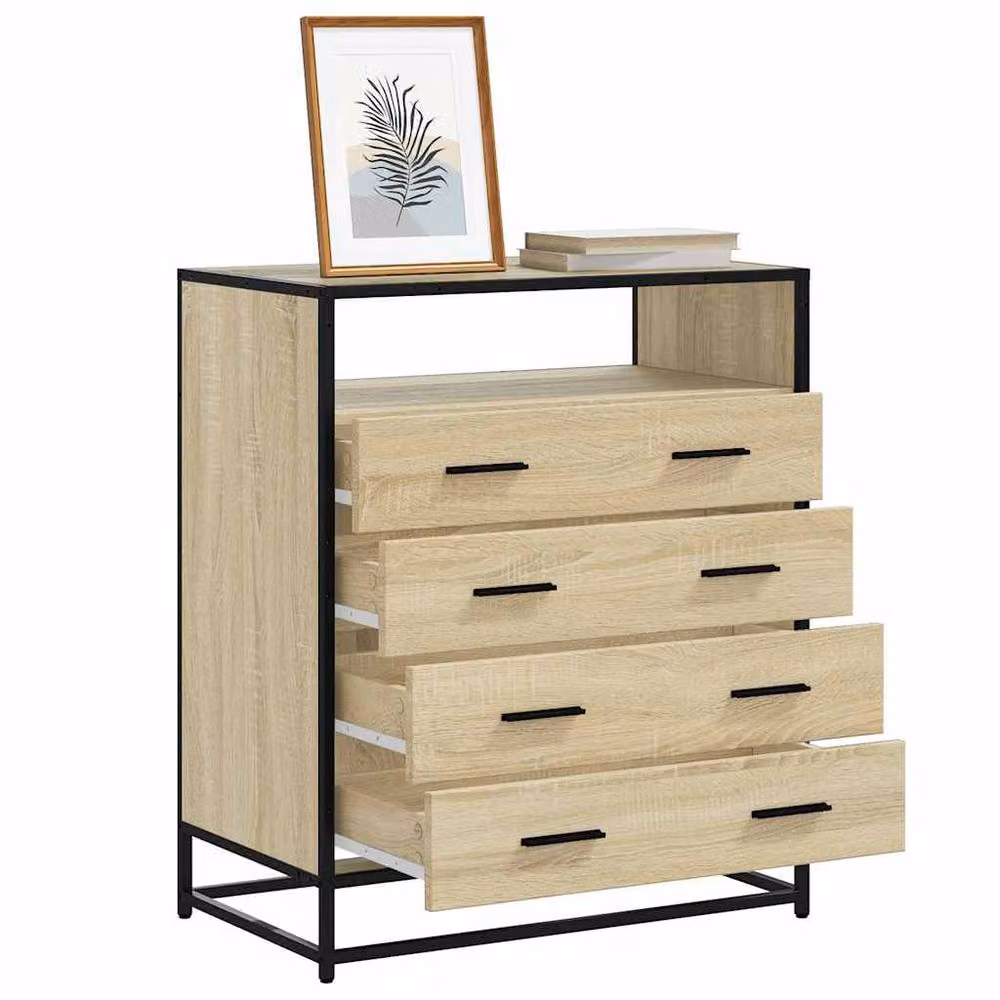 Berkfield Home Elegant Drawer Cabinet in Sonoma Oak, Beige, W/D/H: 70 x 41 x 83.5 cm – 2