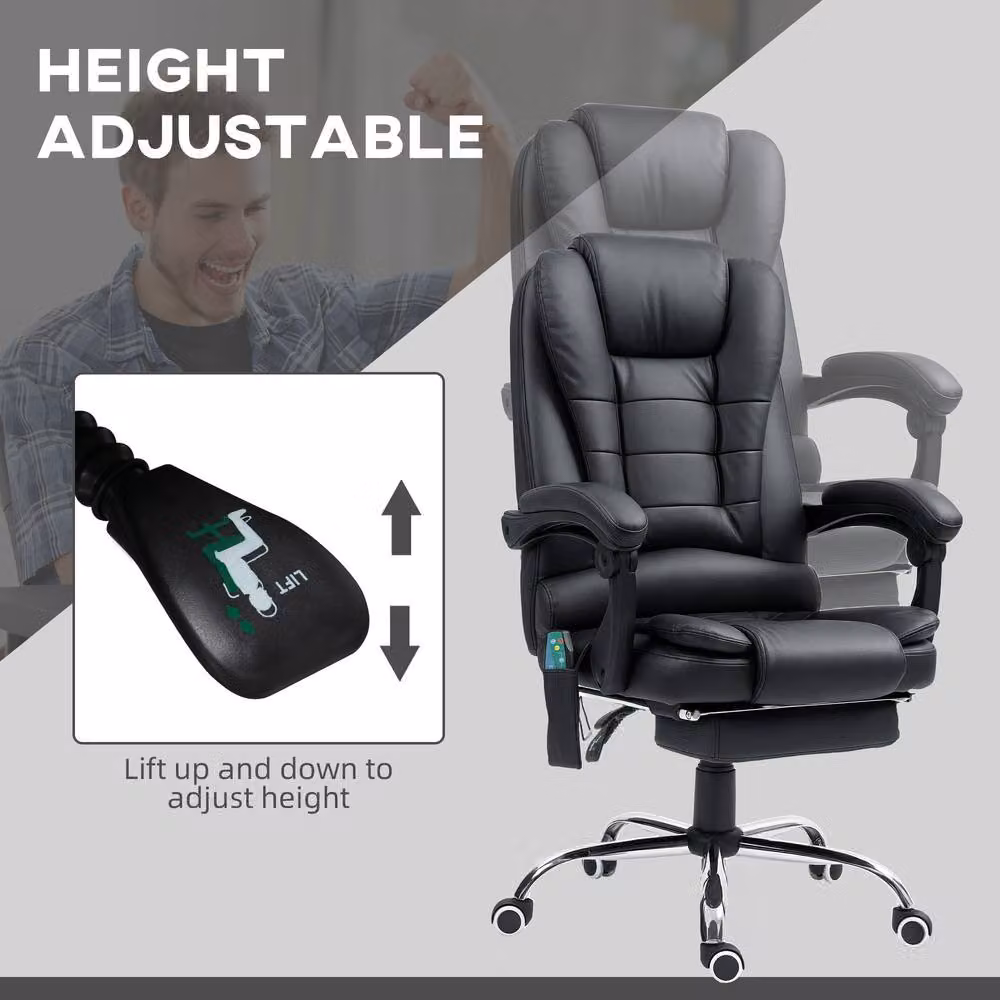 STILVORA Black Synthetic Leather Executive Office Chair with Footrest and Headrest – 7