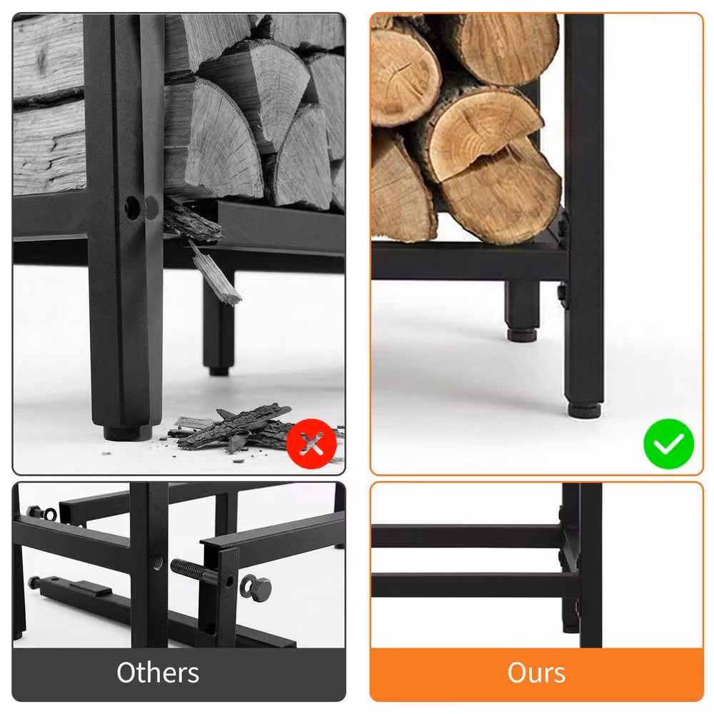 London Boutique Heavy Duty 6FT Steel Firewood Rack and Log Holder in Matt Black – 2