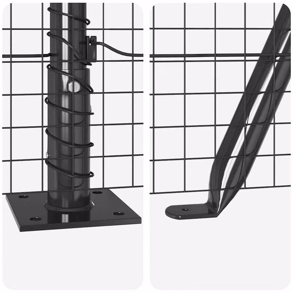 Berkfield Home Grey Steel Welded Wire Fence with 13 Flanged Posts, 0.6 x 25 m – 6