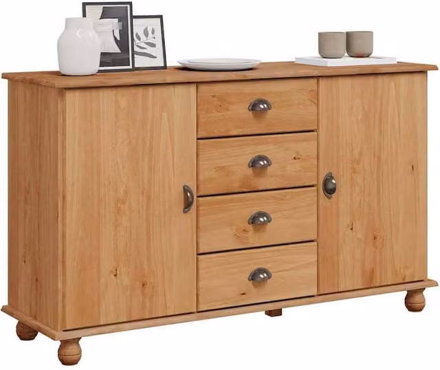 Berkfield Home ASKIM Sideboard in Brown Solid Pine Wood, W/D/H: 133.5 x 40 x 79 cm – 1