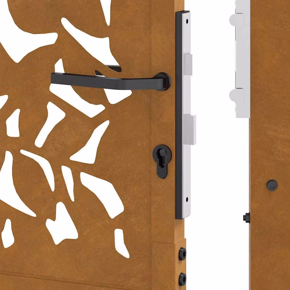 Berkfield Brown Weathering Steel Garden Gate with Leaf Design W: 105 cm, H: 105 cm – 5