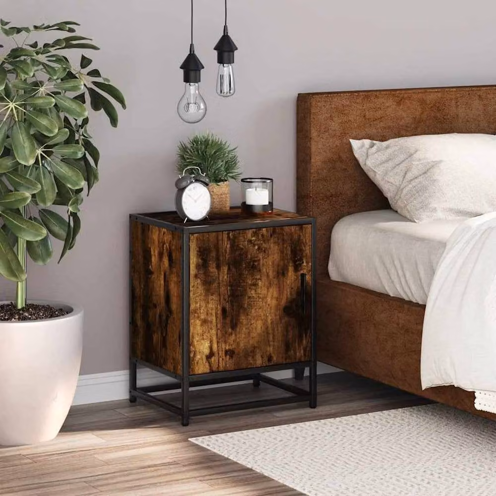 Berkfield Home Bedside Cabinet in Smoked Oak Brown, W/D/H: 40 x 31 x 50 cm – 3