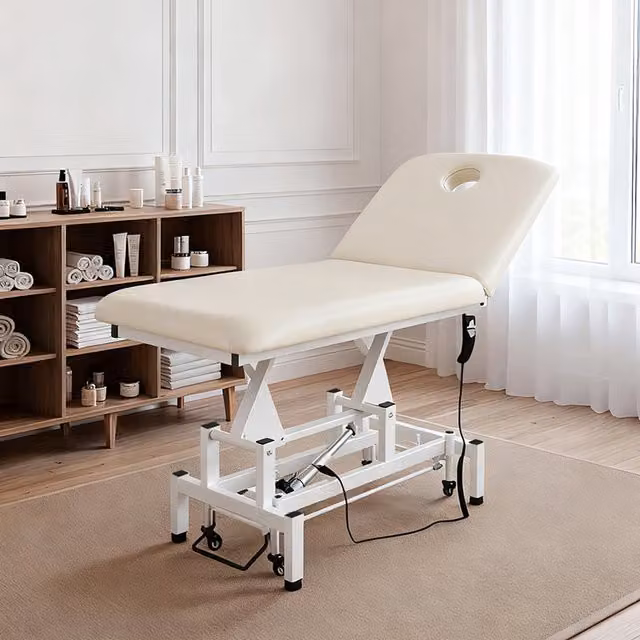 Livingandhome Electric Adjustable White Beauty Bed for Massage and Spa
