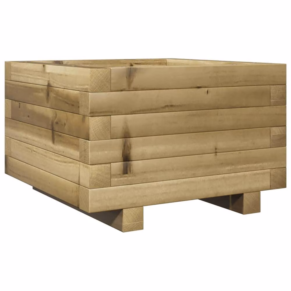 Berkfield Home Brown Impregnated Wood Pine Garden Planter Tub W: 40 cm, D: 40 cm, H: 26.5 cm – 3
