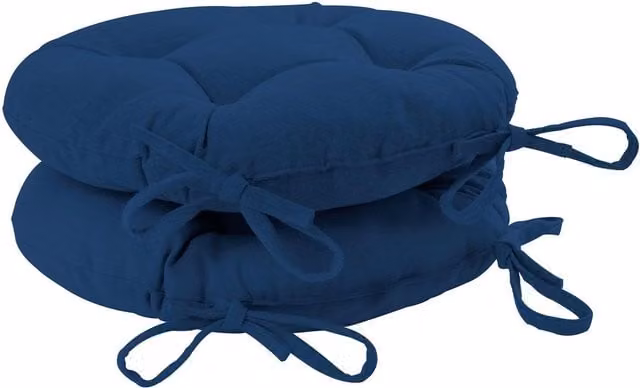 Harbour Housewares Round Garden Chair Seat Cushions, Pack of 2, Blue, Diameter: 40 cm