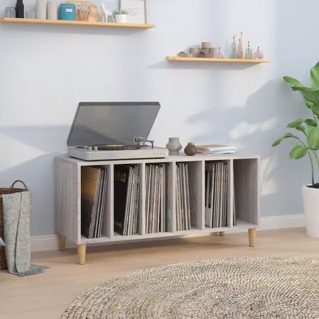 Berkfield Home Classic Record Cabinet in Grey Sonoma, W/D/H: 100 x 38 x 48 cm – 1